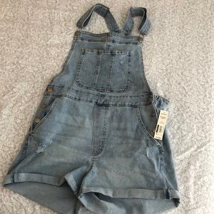 Denim overalls with adjustable straps